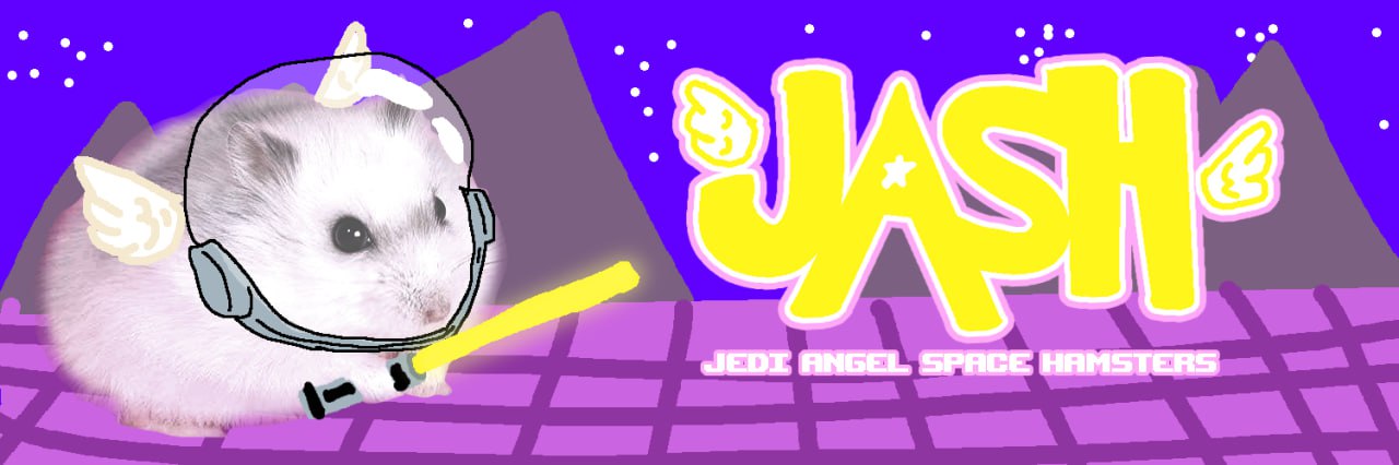 JASH banner with winged space hamster